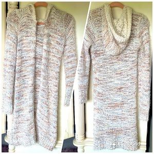 Hooded Fuzzy Long Sweater Cardigan Loungewear